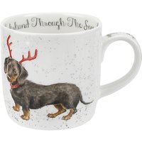 Royal Worcester Wrendale Sausage Dog Christmas Mug, 310ml