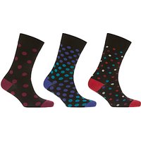 John Lewis Multi Spot Socks, Pack Of 3, Black/Multi