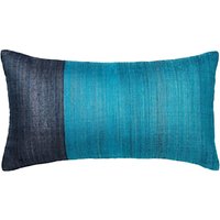 West Elm Sari Woven Silk Cushion, Blue/Teal