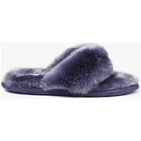 John Lewis Faux Fur Toe Post Slippers, Purple