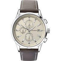 Sekonda 1394.27 Men's Chronograph Date Leather Strap Watch, Dark Brown/Cream