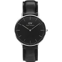 Daniel Wellington DW00100145 Unisex Sheffield Leather Strap Watch, Black