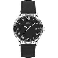 Montblanc 116482 Men's Tradition Automatic Date Leather Strap Watch, Black