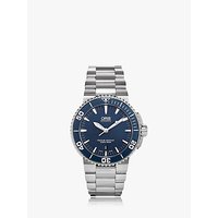 Oris 01 733 7653 4155-07 8 26 01PEB Men's Aquis Automatic Date Bracelet Strap Watch, Silver/Blue