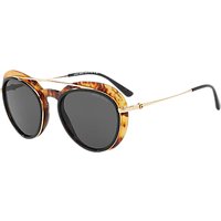 Giorgio Armani AR6055 Oval Sunglasses, Gold Tortoise/Black