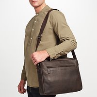 John Lewis Toronto Leather Messenger Bag, Brown
