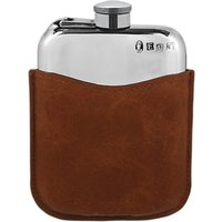 English Pewter Company Captive Top Hip Flask And Tan Leather Pouch, 170ml, Pewter/Tan