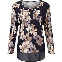 Gerry Weber 3/4 Sleeve Printed Jersey Top, Blue/Lilac