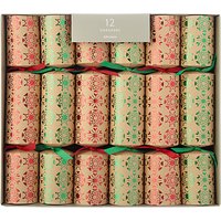 John Lewis Lima Llama Kraft Snowflake Christmas Crackers, Pack Of 12, Red/Green
