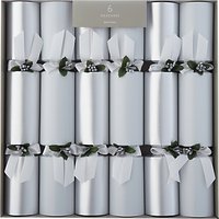 John Lewis Premium Christmas Crackers, Pack Of 6, White/Silver