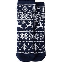 John Lewis Children's Christmas Fair Isle Slipper Socks, Pack Of 2, Navy