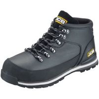 JCB Black Embossed Leather Steel Toe Cap Hiker Boots Size 6