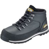 JCB Black Embossed Leather Steel Toe Cap Hiker Boots Size 7