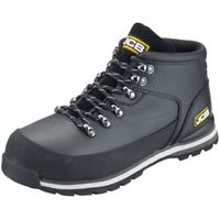 JCB Black Embossed Leather Steel Toe Cap Hiker Boots Size 9