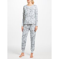 John Lewis Vanessa Floral Print Jersey Pyjama Set, Grey