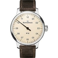MeisterSinger AM3303 Men's No. 01 Automatic Leather Strap Watch, Brown/Cream