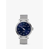 MeisterSinger AM908-MIL20 Men's No. 03 Automatic Bracelet Strap Watch, Silver/Blue