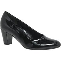 Gabor Ruthin Wide Fit Block Heeled Court Shoes, Black