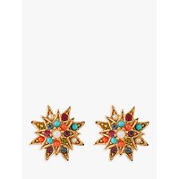 Susan Caplan Vintage 1980s D'Orlan 22ct Gold Plated Swarovski Crystal Clip-On Star Earrings, Gold/Multi