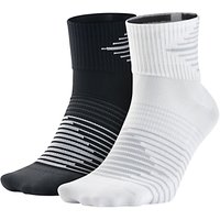 Nike Performance Lightweight Quarter Running Socks, Pack Of 2, Black/White