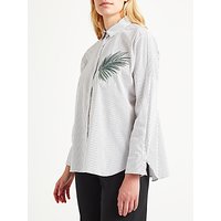 Marella Magma Embroidered Stripe Shirt, White/Grey