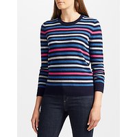 Collection WEEKEND By John Lewis Fine Stripe Cashmere Jumper, Navy/Pink