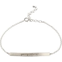 Dogeread Sterling Silver Going Places Engraved ID Tag Chain Bracelet, Silver