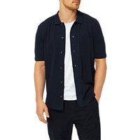 Selected Homme Ras Full Button Polo Short Sleeve Shirt, Dark Sapphire