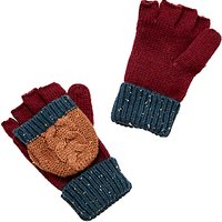 John Lewis Children's Neppy Block Stripe Flip Gloves, Burgundy/Blue