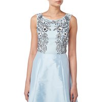 Raishma Floral Embroidered Sleeveless Crop Top, Blue