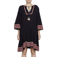 French Connection Adanna Crinkle Embroidered Smock Dress, Utility Blue Multi
