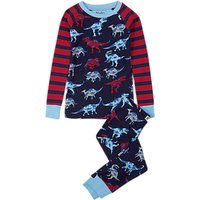 Hatley Children's Dinosaur Ragalan Pyjamas, Blue/Red