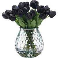 Peony Artificial Black Tulips In Smoke Vase