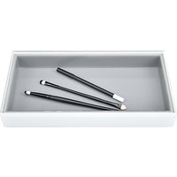 Stackers Sleek Glass Shallow Open Cosmetic Tray, White