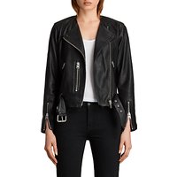 AllSaints Leather Collarless Balfern Biker Jacket, Black
