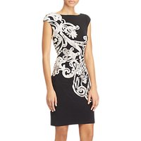 Lauren Ralph Lauren Scroll Print Jersey Dress, Black/Grey