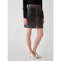 Numph Adalie Suede Leather Skirt, Iron Gate