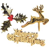 Creative Party Merry Christmas Deer And Holly Cake Topper Set