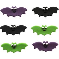Creative Party Sugarcraft Halloween Bat Cake Toppers, Pack Of 6