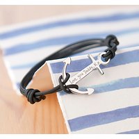 Merci Maman Men's Personalised Sterling Silver Anchor Charm Bracelet