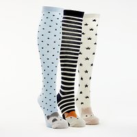 John Lewis Fluffy Animal Knee Socks, Pack Of 3, Blue/Multi