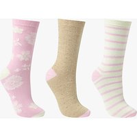 John Lewis Flower Spot And Stripe Ankle Socks, Pack Of 3, Multi