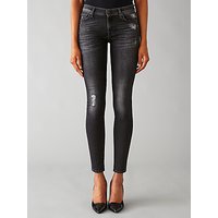 7 For All Mankind Skinny Slim Illusion Ripped Jeans, Washed Black