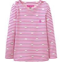 Little Joule Girls' Stripe Spot Print T-Shirt, True Pink