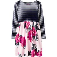 Little Joule Girls' Stripe Floral Print Dress, Rose