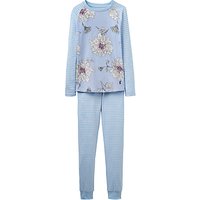 Little Joule Children's Peony Print Pyjamas, Sky Blue