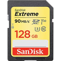 SanDisk Extreme UHS-I U3 SDXC Memory Card, 128GB, 90MB/s