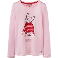 Little Joule Girls' Bulldog Printed T-Shirt, Rose Pink