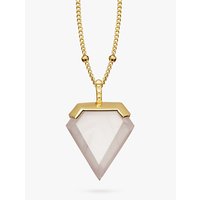 Missoma 18ct Gold Vermeil Shield Pendant Necklace, Rose Quartz