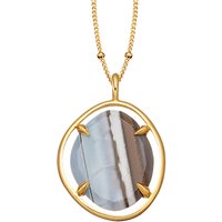 Missoma 18ct Gold Vermeil Slice Pendant Necklace, Blue Grey Chalcedony